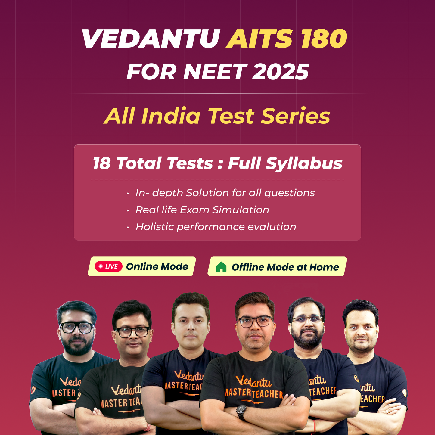 Vedantu All India Test Series 180 (AITS 180) Mock Tests Aligned with NTA NEET Syllabus, NCERT & Exam Pattern