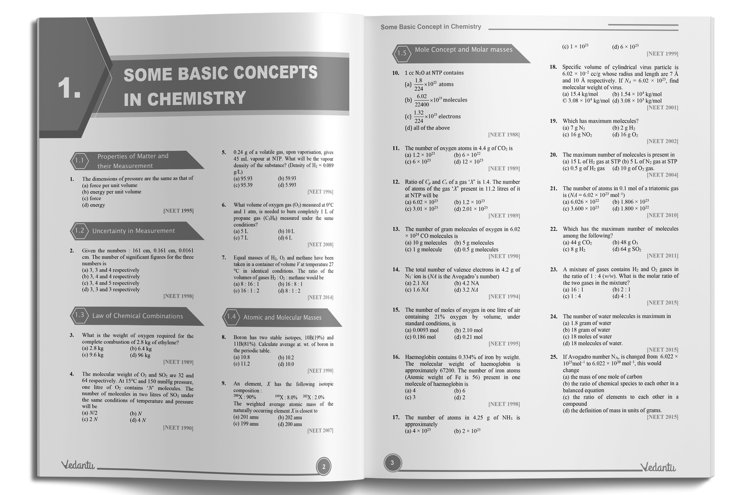 Vedantu 37 Years NEET Previous Year Solved Question Papers (PYQ) | Physics, Chemistry, and Biology | For NEET 2025 Exam