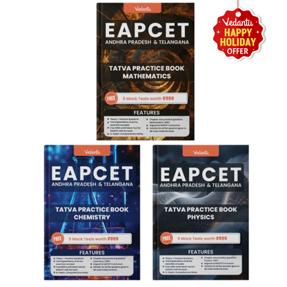 Vedantu EAPCET / EAMCET (Andhra Pradesh & Telangana) Tatva Practice Book  |  Physics, Chemistry, Mathematics | Chapterwise Theory and Mock Tests | Includes Free 5 Online Mock Tests