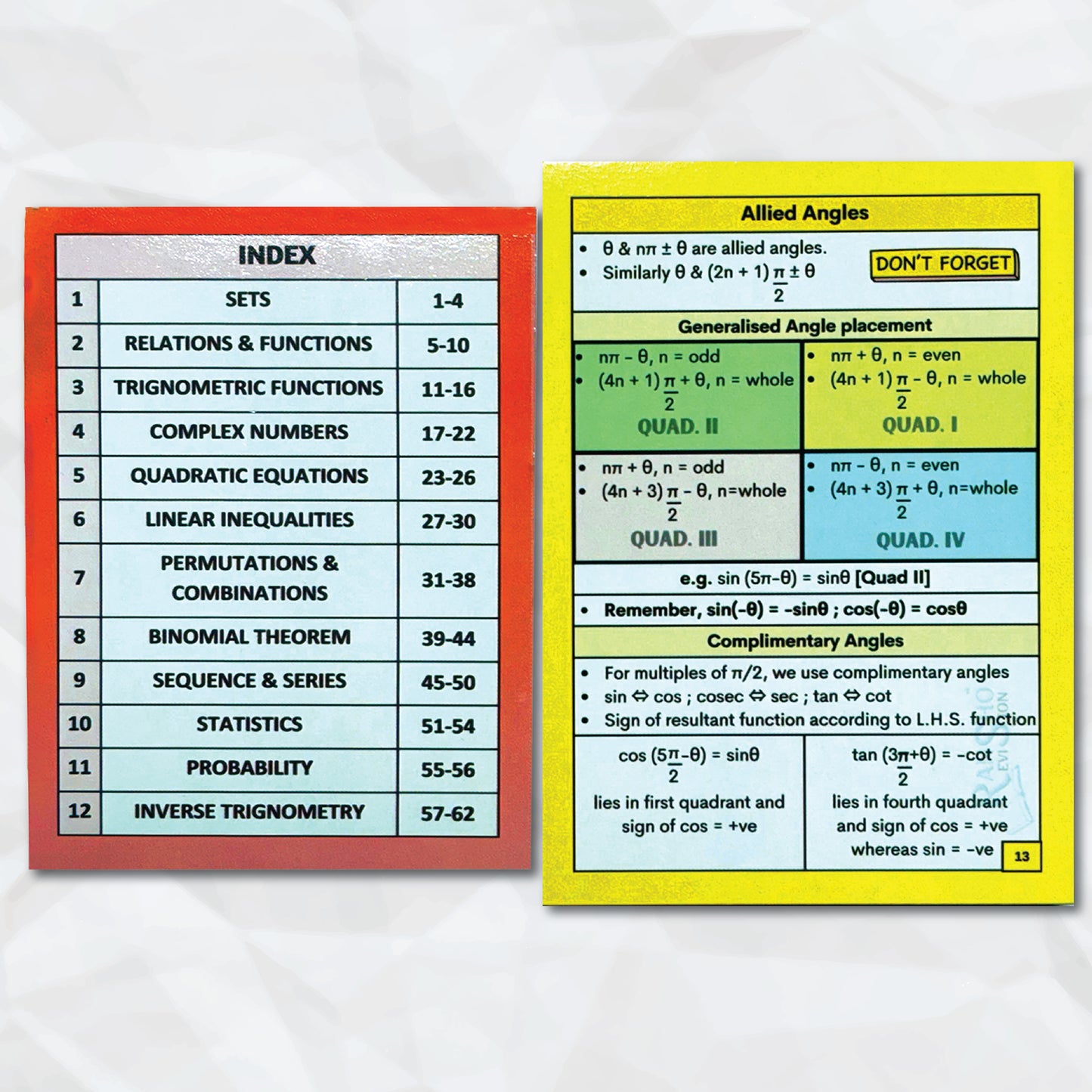 Vedantu Quick Revision Cards for JEE Physics, Chemistry and Mathematics 2025 | JEE Flash Cards for Quick Revision | Revision Booklet for JEE 2025 | JEE QR Cards