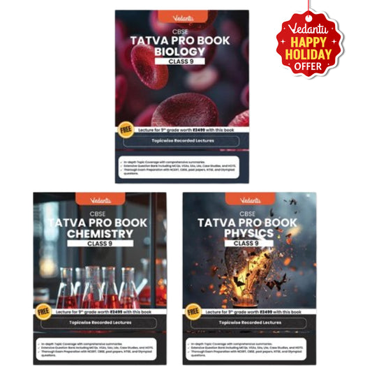 Vedantu Tatva Pro Question Bank Book CBSE Class 9 Set of 3 Books |Physics, Chemistry, Biology | Chapterwise - Topicwise Theory and Previous Year Questions | Free CBSE Class 9 Year Long Recorded Course